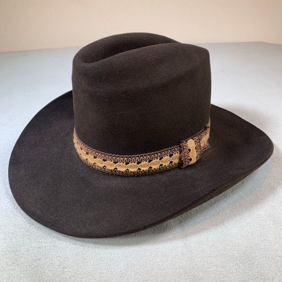 Vintage Stetson Mallory Western Cowboy Hat Dark Brown Pure Wool Men's Unisex M - Picture 7 of 11